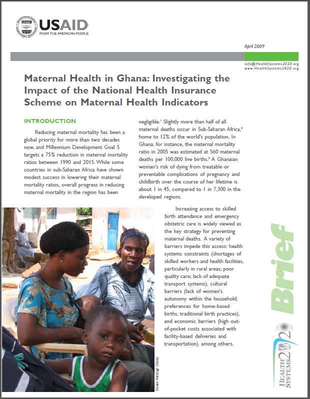 Cover Page: Maternal Health in Ghana: Investigating the Impact of the National Health Insurance Scheme on Maternal Health Indicators