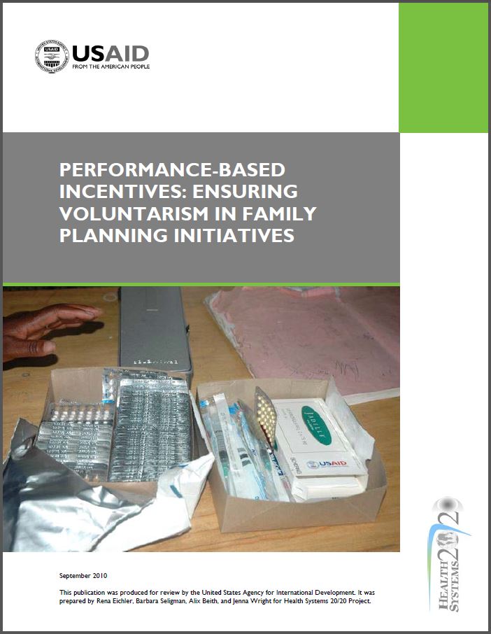 cover page: Performance-Based Incentives: Ensuring Voluntarism in Family Planning Initiatives