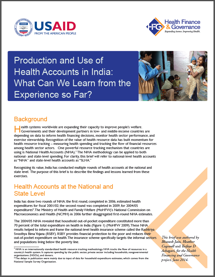 Production and Use of health accounts in India screenshot
