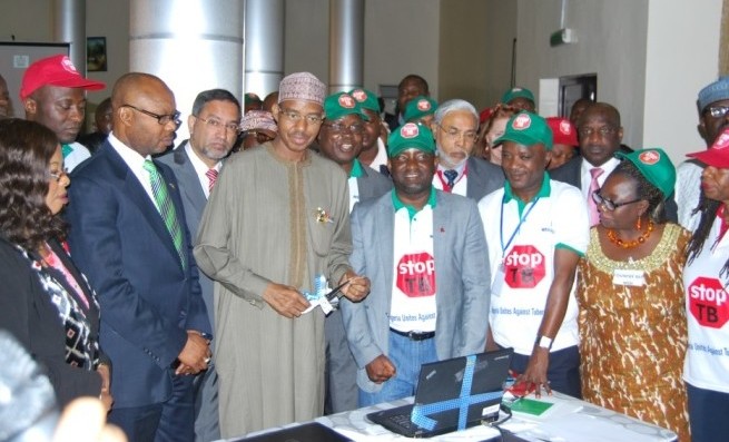 Former Minister of Health Dr. Khaliru Al Hassan launches the GxAlert rollout. March, 24, 2015.
