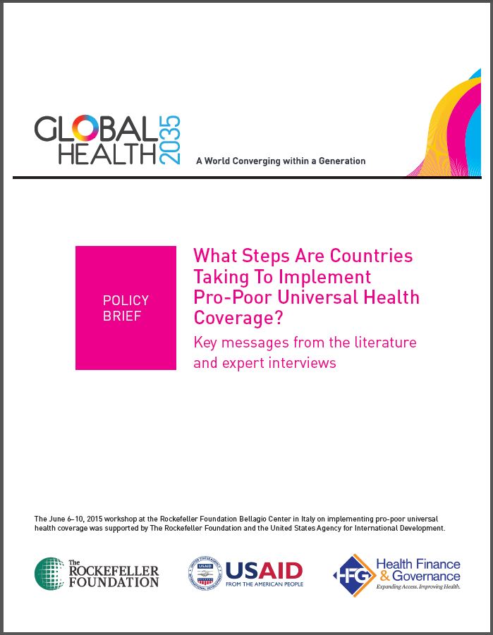 Cover Page: Policy Brief: What Steps Are Countries Taking To Implement Pro-Poor Universal Health Coverage?